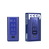 Blue FEED product and packaging on a white background